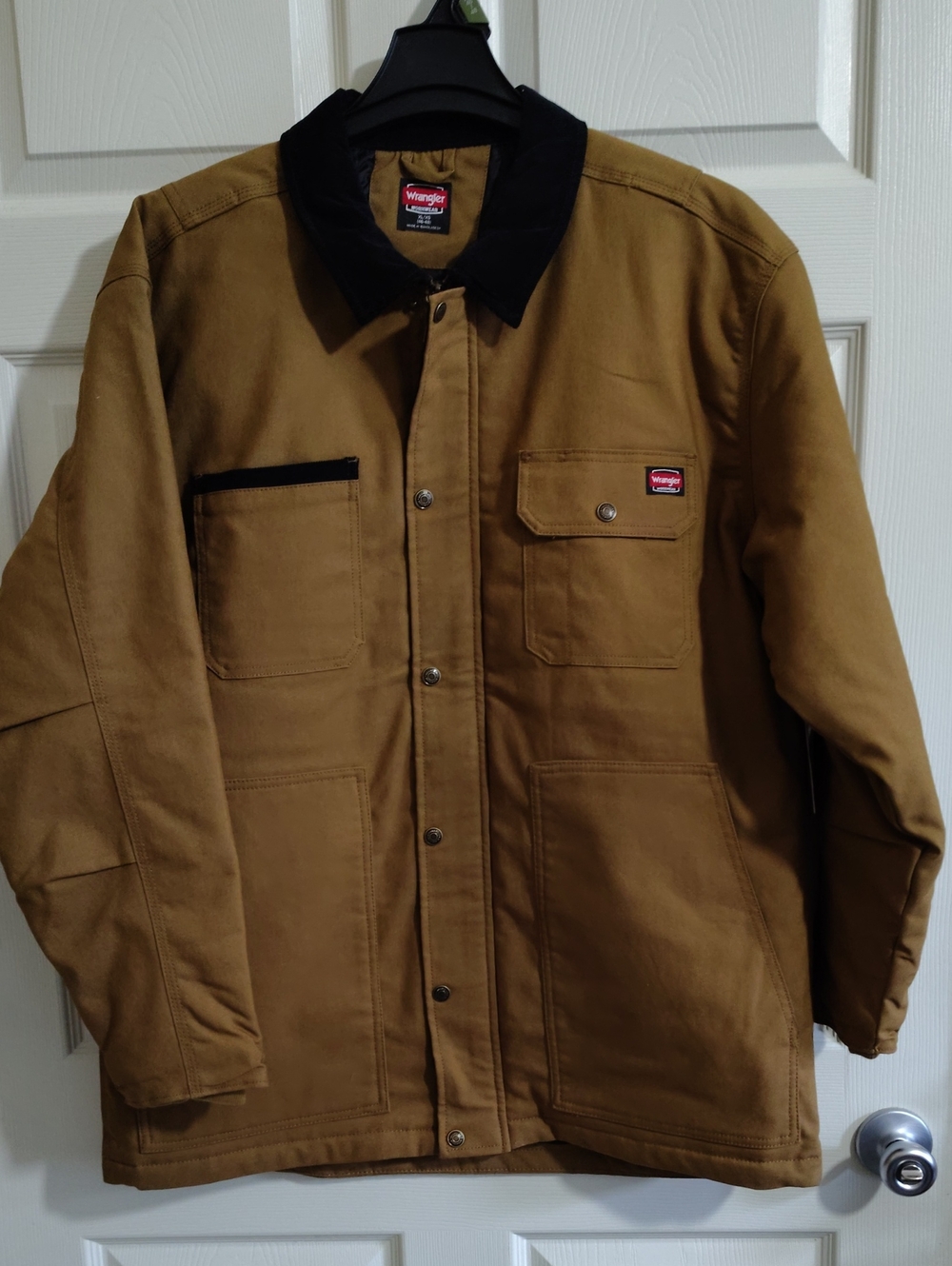 Wrangler Tan Canvas Work Jacket with Black Corduroy Collar